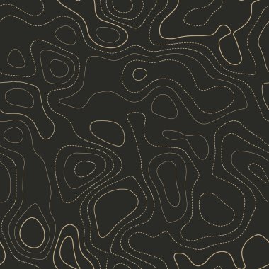 Contour hatları. Gerçek topoğrafya haritası. Kusursuz tasarım. Sanatsal karo izolinler desen, vektör illüstrasyonu.