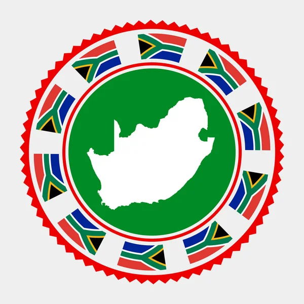 Timbre Plat Afrique Sud Logo Rond Avec Carte Drapeau Afrique — Image vectorielle