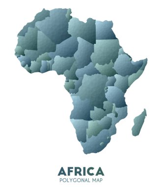 Afrika Haritası gerçek düşük poli tarzı kıta haritası Sevimli vektör illüstrasyon