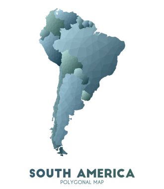 Southamerica Haritası takdire şayan düşük poli tarzı kıta haritası Sanatsal vektör illüstrasyon