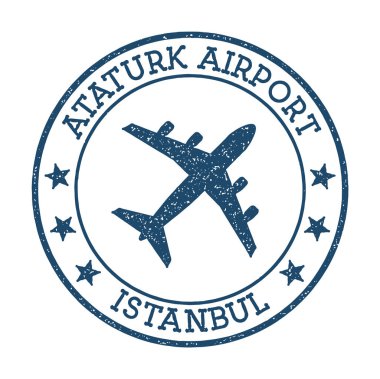 Atatürk Havalimanı İstanbul logosu Havaalanı damga vektör illüstrasyon İstanbul aerodrome