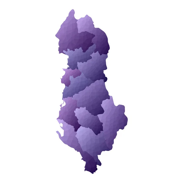 Albania mapa estilo geométrico país esquema seductor vector violeta ilustración — Archivo Imágenes Vectoriales
