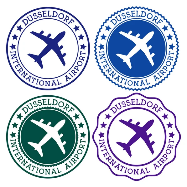 Logo de l'aéroport international de Düsseldorf Timbres plats dans la palette de couleurs des matériaux — Image vectorielle