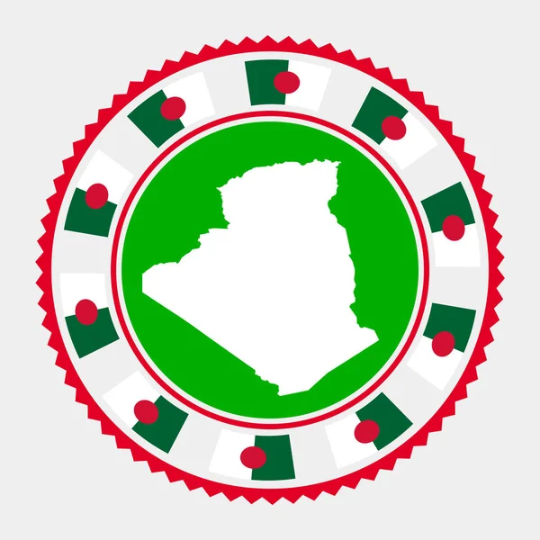 Argelia Sello Plano Logo Redondo Con Mapa Bandera Argelia Ilustración — Vector de stock