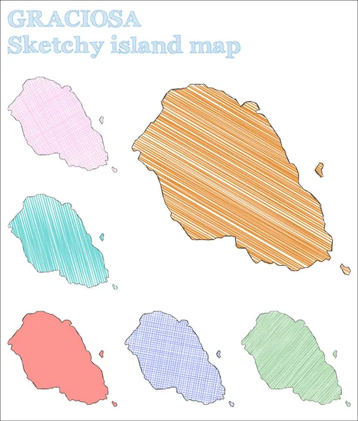 Graciosa Sketchy Island Outstanding Hand Drawn Island Perfect Childish Style — 스톡 벡터