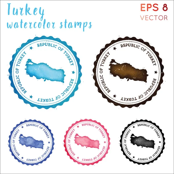 Turkey stamp. Watercolor country stamp with map. Vector illustration.