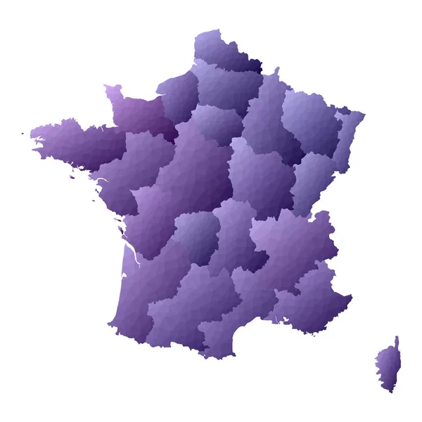 フランス地図 幾何学的な国の輪郭 興味深い紫色のベクトルイラスト — ストックベクタ