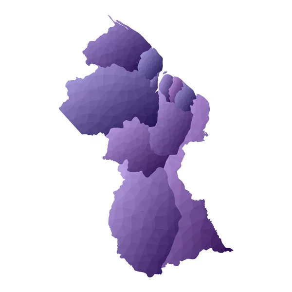 Guyana Karte geometrischen Stil Land umreißen herausragende violette Vektor Illustration — Stockvektor