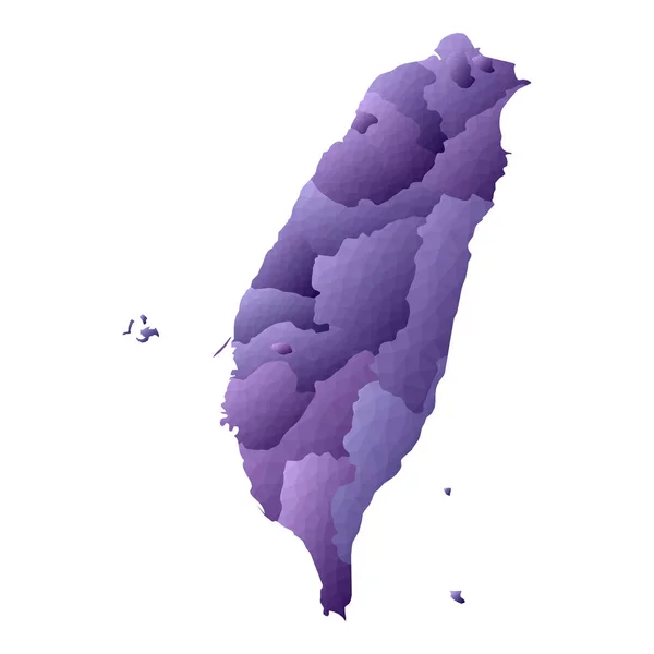 Taiwan mapa Estilo geométrico país esboço puro violeta vetor ilustração — Vetor de Stock