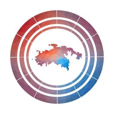 Saint John rozeti Düşük poli tarzı Çok renkli Saint John yuvarlak adanın Parlak degrade logosu