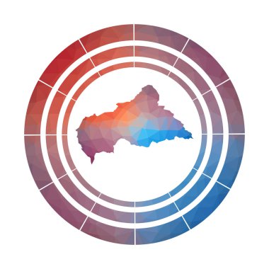Araba rozeti Harita ile düşük poli tarzı Çok renkli Araba yuvarlak işareti ülkenin Parlak gradyan logosu