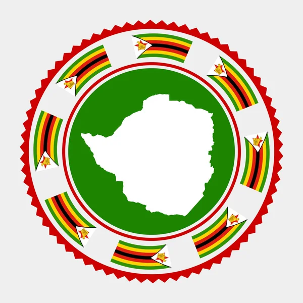 Sello Plano Zimbabue Logo Redondo Con Mapa Bandera Zimbabwe Ilustración — Vector de stock