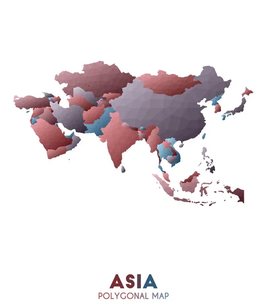 Asien Karta Faktiska Låg Poly Stil Kontinent Karta Fantastisk Vektor — Stock vektor