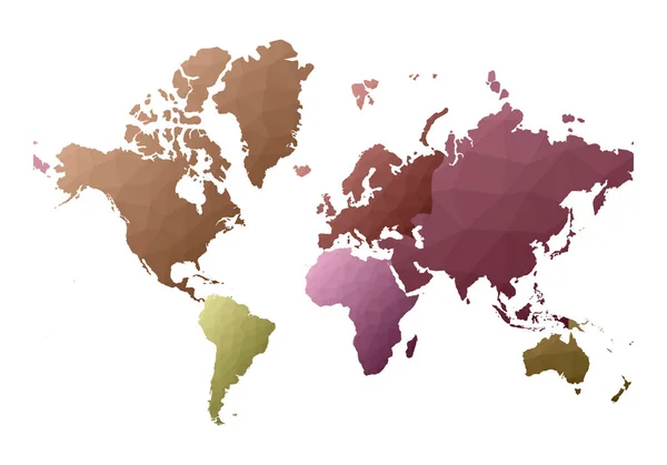 Mapa Mundo Dramático Baixo Estilo Poli Continentes Ilustração Vetorial —  Vetores de Stock