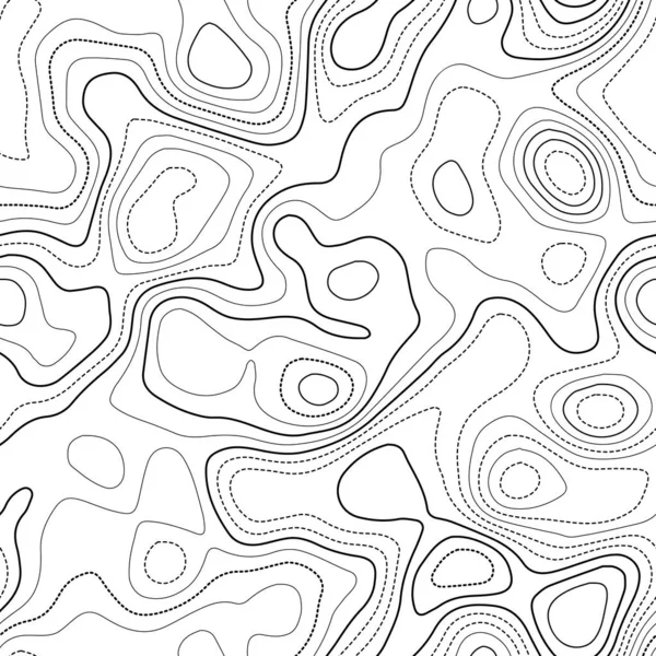 Mapa topográfico líneas Mapa topográfico real Diseño inconsútil blanco y negro emocional azulejable — Vector de stock