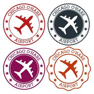Chicago OHare Havaalanı Chicago Havaalanı logosu malzeme renk paleti düz pullar vector