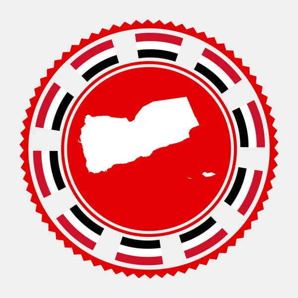 Yemen estampilla plana Logo redondo con mapa y bandera de Yemen Vector illustration — Vector de stock