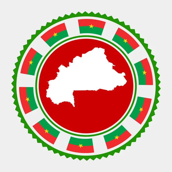 Burkina Faso ploché razítko kulaté logo s mapou a vlajkou z Burkina Faso Vector ilustrace — Stockový vektor