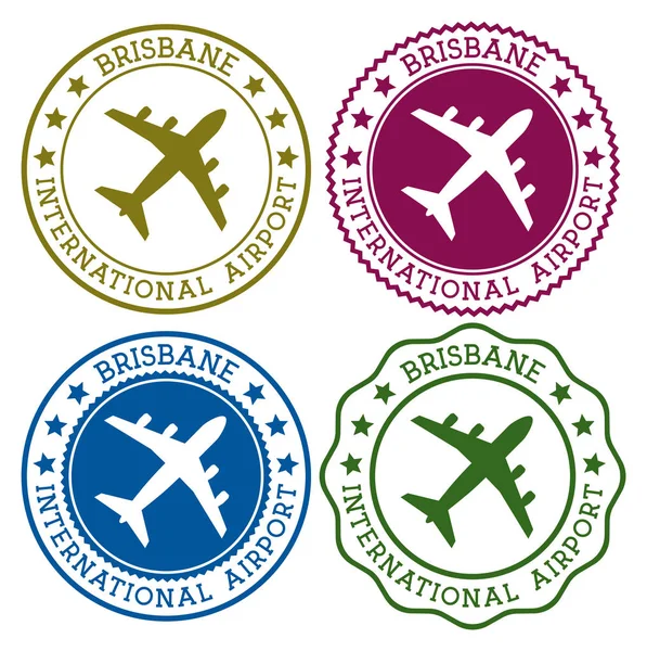 Aéroport international de Brisbane Logo de l'aéroport de Brisbane Timbres plats dans la palette de couleurs des matériaux Vecteur — Image vectorielle