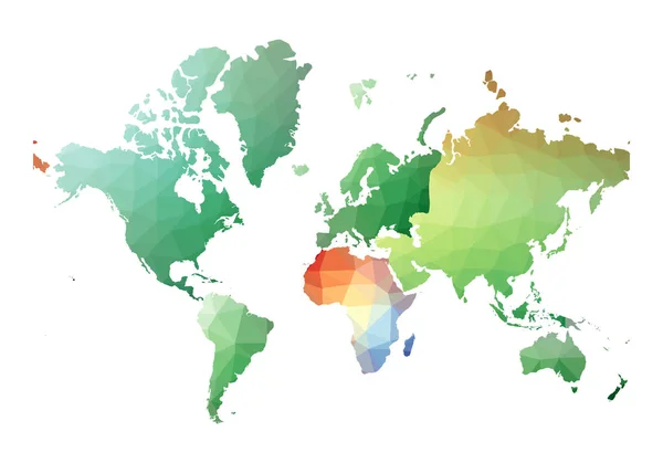 Mapa del mundo atractivo bajo estilo poli Ilustración vectorial — Vector de stock