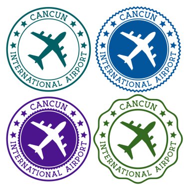 Cancun International Airport Cancun Havaalanı logosu malzeme renk paleti düz pullar vector