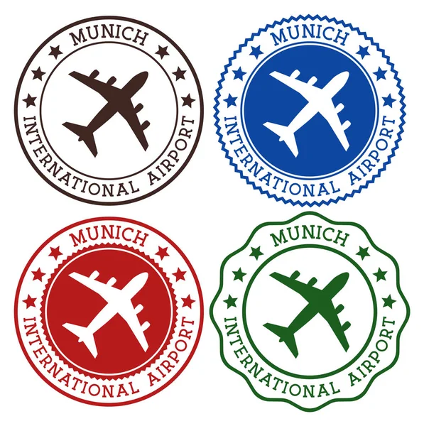 Aéroport international de Munich Logo de l'aéroport de Munich Timbres plats dans la palette de couleurs des matériaux Vector — Image vectorielle