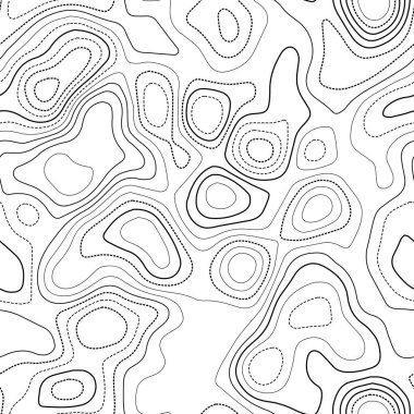 Arazi topografyası gerçek topografi haritası siyah ve beyaz Dikişsiz tasarım ekstra tileable Isolines