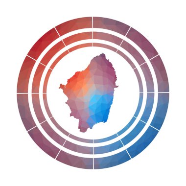 Naxos rozeti düşük Poly tarzı çok renkli Naxos yuvarlak işareti adanın parlak degrade logosu