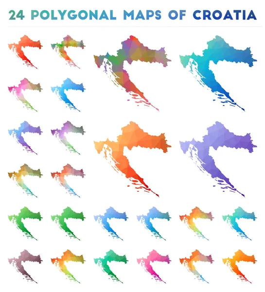 Hırvatistan vektör Çokgen haritaları kümesi düşük Poly tarzında ülkenin parlak degrade Haritası — Stok Vektör