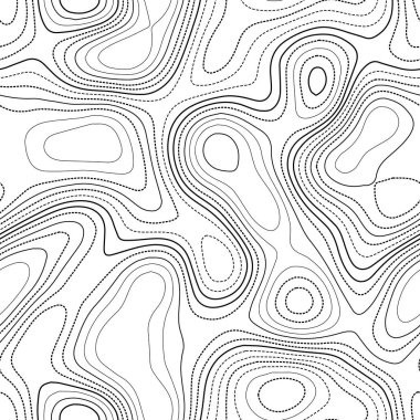 Arazi topografyası gerçek topografya Haritası siyah ve beyaz Dikişsiz tasarım benzersiz tileable