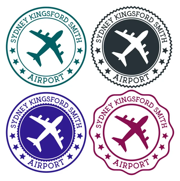 Sydney Kingsford Smith Airport Logo de l'aéroport de Sydney Timbres plats dans la palette de couleurs des matériaux Vector — Image vectorielle