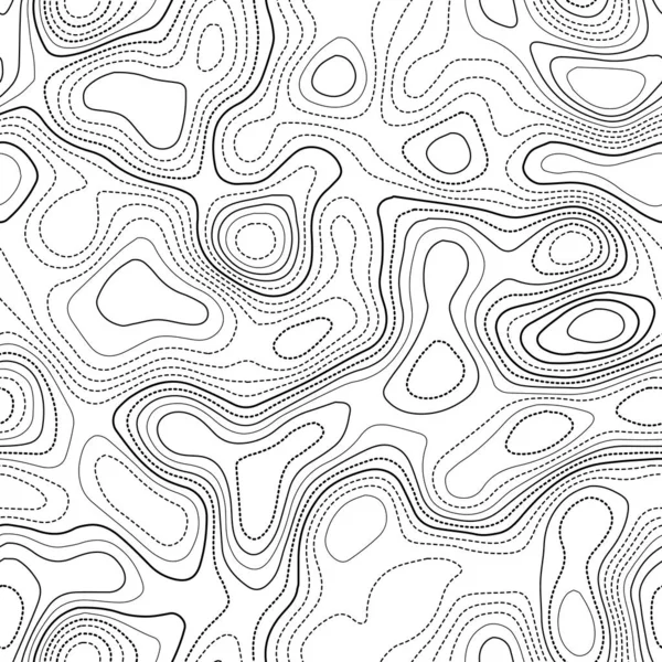 Contours topographiques Carte topographique actuelle Design sans couture noir et blanc favorable carrelable — Image vectorielle