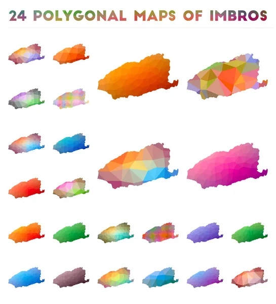 Conjunto de mapas poligonales vectoriales de Imbros Mapa de gradiente brillante de isla en estilo polivinílico bajo — Vector de stock