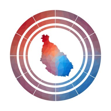 Santiago Adası rozeti düşük Poly tarzı çok renkli Santiago adanın parlak degrade logosu
