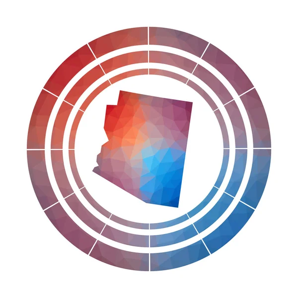 Emblema Arizona logotipo gradiente brilhante de nós estado em baixo estilo poli Multicolorido Arizona arredondado sinal —  Vetores de Stock