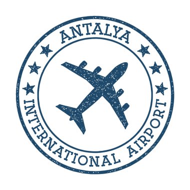 Antalya Uluslararası Havaalanı logosu. Havaalanı pul vektör illüstrasyonu. Antalya Havalimanı.