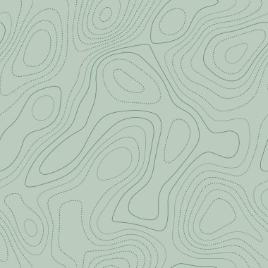 Topografik harita çizgileri. Yeşil tonlarda gerçek topoğrafik harita, kusursuz tasarım, kayda değer fayanslı desen. Vektör illüstrasyonu.