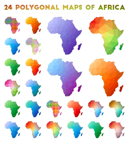Set Vector Polygonal Maps Africa Bright Gradient Map Continent Low — 스톡 벡터