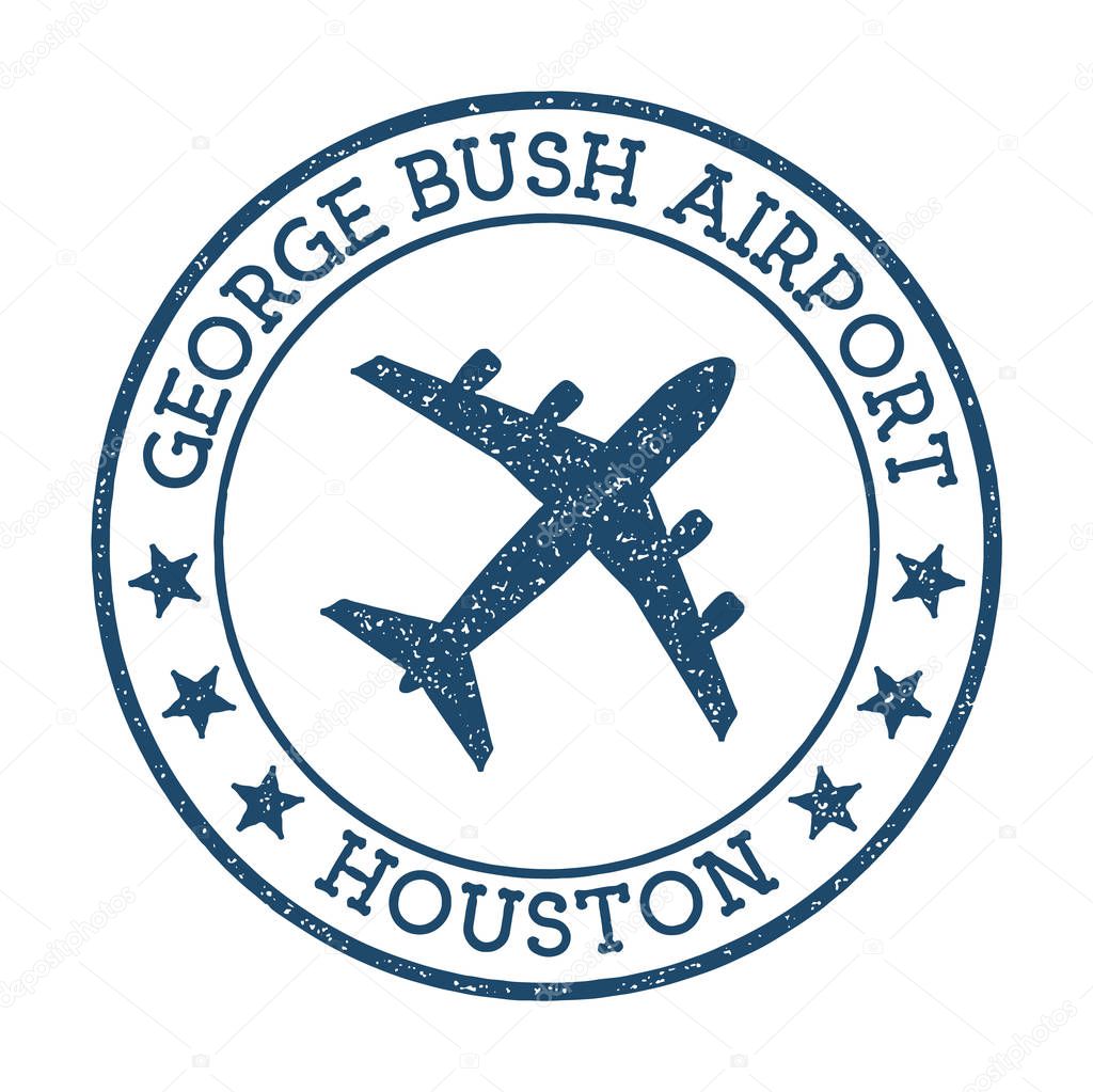 George Bush Airport Houston logo. Airport stamp vector illustration. Houston aerodrome.