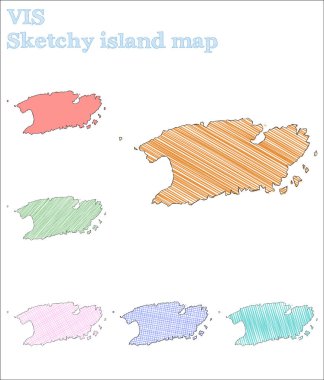 Vis yarım yamalak ada popüler el çizilmiş ada güçlü çocukça stil Vis vektör illüstrasyon