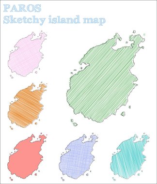 Paros yarım yamalak ada olağanüstü el çizilmiş ada ekstra çocukça tarzı Paros vektör illüstrasyon