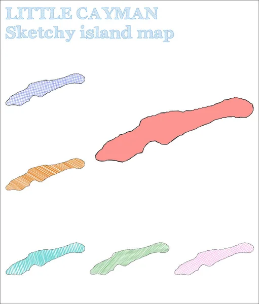 リトルケイマンスケッチ島驚くほど手描き島素晴らしい子供っぽいスタイルリトルケイマン — ストックベクタ