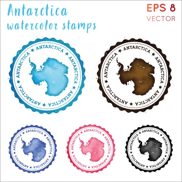 Antarctica stamp Watercolor country stamp with map Vector illustration