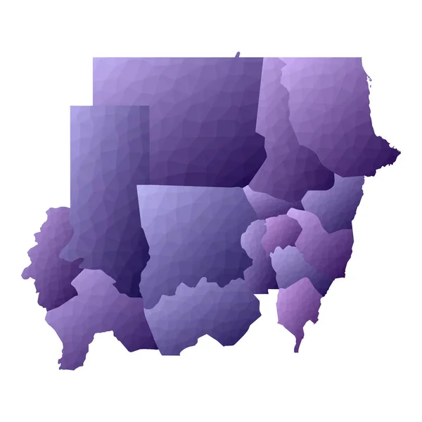 Carte du Soudan Schéma géométrique du pays Illustration vectorielle violette favorable — Image vectorielle