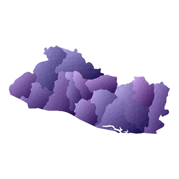 Carte de la République d'El Salvador Schéma géométrique du pays Illustration vectorielle violette glamour — Image vectorielle