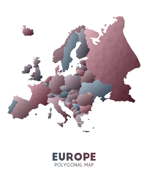 ヨーロッパ地図実際の低ポリスタイル大陸マップ ゴージャスベクトルイラスト — ストックベクタ