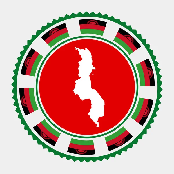 Плоская Марка Малави Круглый Логотип Картой Флагом Малави Векторная Иллюстрация — стоковый вектор