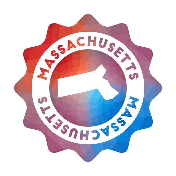 Massachusetts Basso Poli Logo Colorato Logo Viaggio Gradiente Dello Stato — Vettoriale Stock