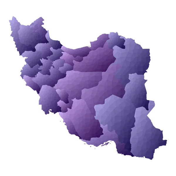 Iran Carte Style Géométrique Pays Contour Illustration Vectorielle Violet Rayonnant — Image vectorielle
