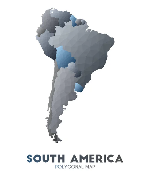 Południowoamerykańska Mapa Godna Podziwu Mapa Kontynentu Niskim Stylu Poli Uroczy — Wektor stockowy